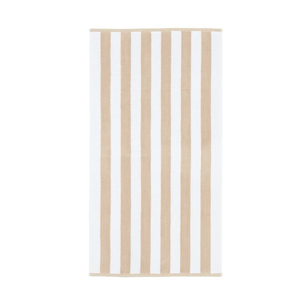 Telo da bagno in cotone beige e bianco 90x140 cm Stripe Jacquard - Bianca