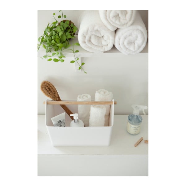 Scatola bianca/di colore naturale in plastica 21x37x24 cm Favori – YAMAZAKI-image-1