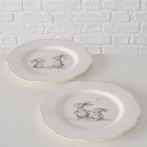 Piatti da dessert pasquali bianchi in set di 2 pezzi ø 21 cm Knuffi - Boltze