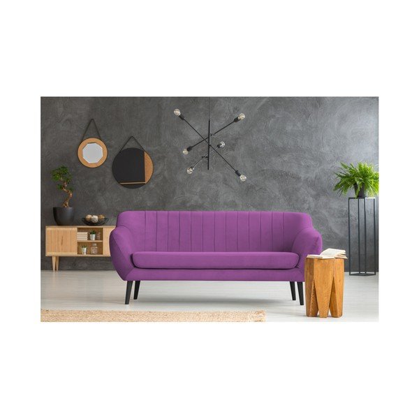 Divano a due posti Toscane viola, gambe nere - Mazzini Sofas-image-3