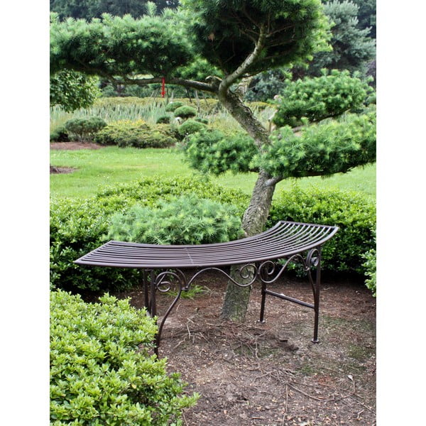 Panchina da giardino in metallo nero e marrone Fuego - Garden Pleasure-image-1