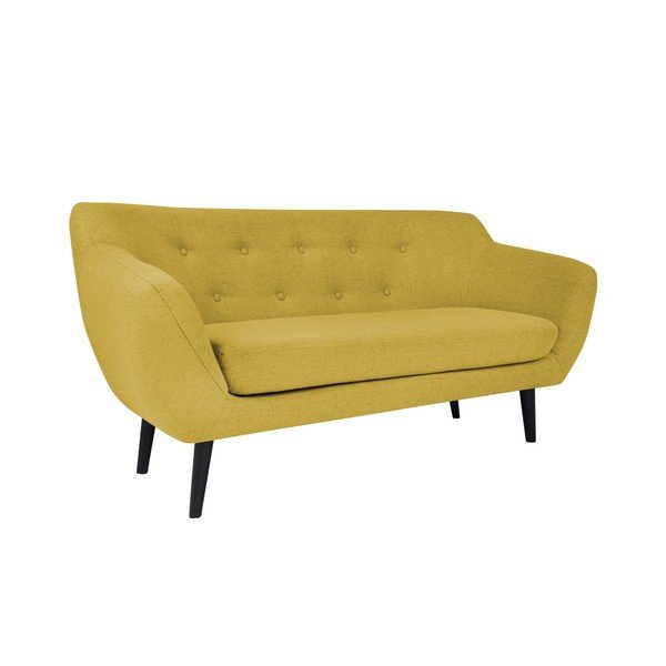 Divano a due posti giallo con gambe marroni Piemonte - Mazzini Sofas-image-1