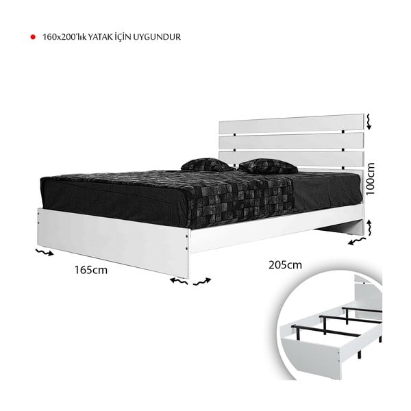 Letto matrimoniale in colore naturale 160x200 cm Fuga - Kalune Design-image-4