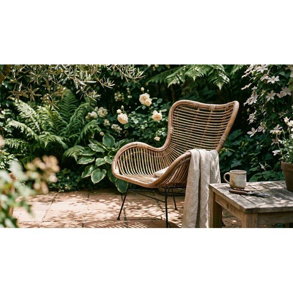 Poltrona da esterno di colore naturale in rattan Rattan – Ego Dekor-image-1