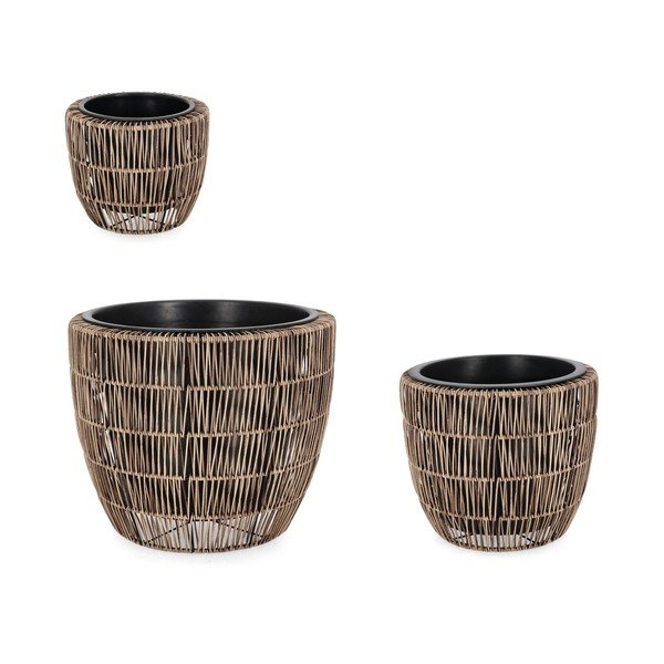 Set di vasi per fiori in plastica/in rattan artificiale 3 pz ø 44 cm Ayun – Bizzotto-image-1