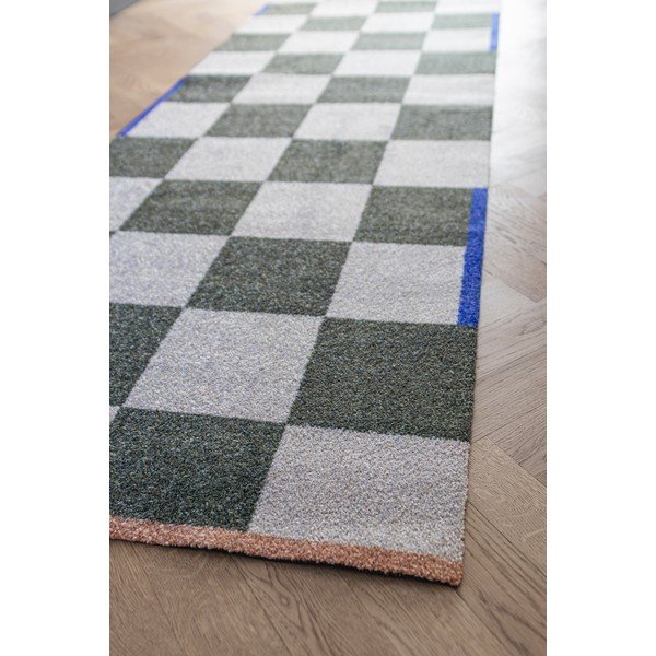 Passatoia verde scuro/color crema lavabile 77x242 cm Square – Mette Ditmer Denmark-image-1