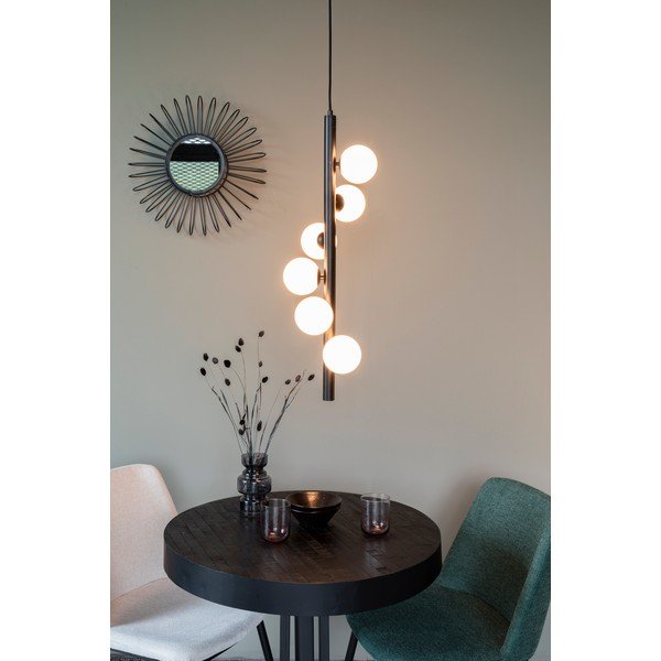 Lampadario bianco e nero con paralume in vetro con intensità regolabile ø 28 cm Monica – White Label-image-1