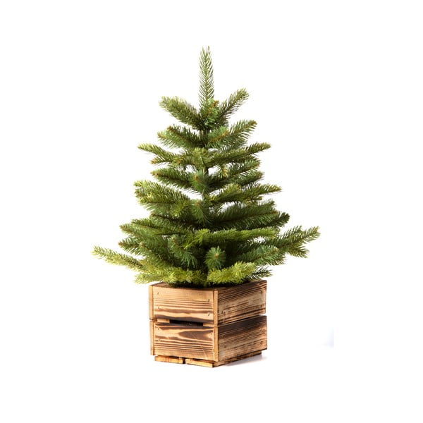 Albero di Natale artificiale in vaso di legno, altezza 65 cm - Dakls