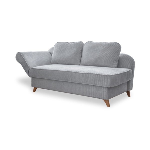 Chaise longue grigio chiaro (con penisola a sinistra) con rivestimento in velluto a coste Chic Charlotte – Miuform