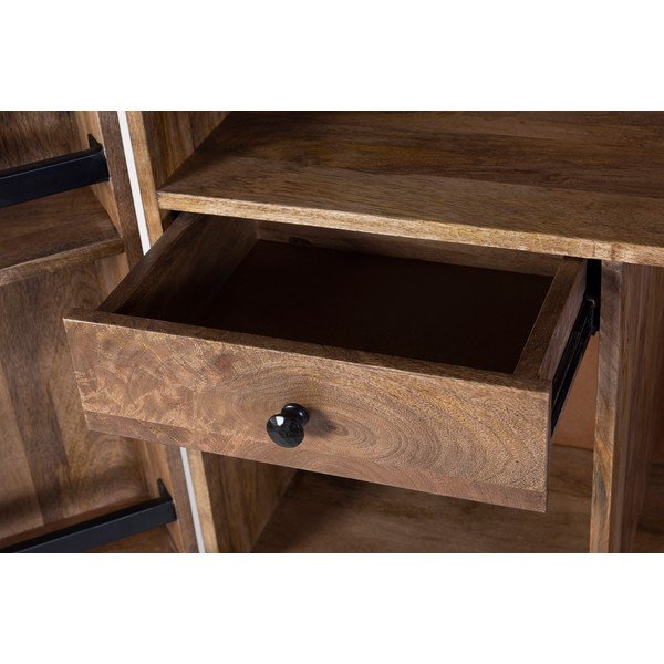 Cantinetta di colore naturale in mango massiccio numero di bottiglie 12, 74x122x46 cm Bombay – Interia Home & Living-image-1