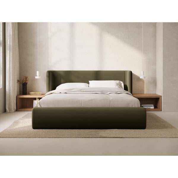 Letto matrimoniale imbottito verde con contenitore con rete inclusa 200x200 cm Jason – Windsor & Co Sofas-image-1