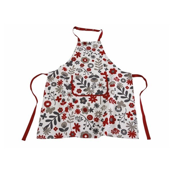 Bílo-červená zástěra ZicZac Floral