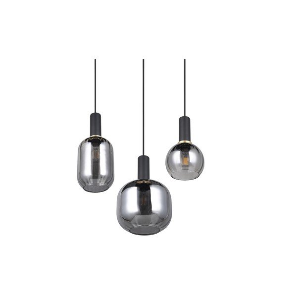 Lampadario nero con paralume in vetro Diva - Trio-image-4