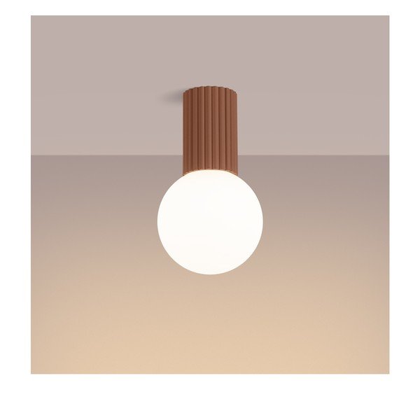 Plafoniera marrone chiaro con paralume in vetro ø 12 cm Orbital – Sollux-image-2