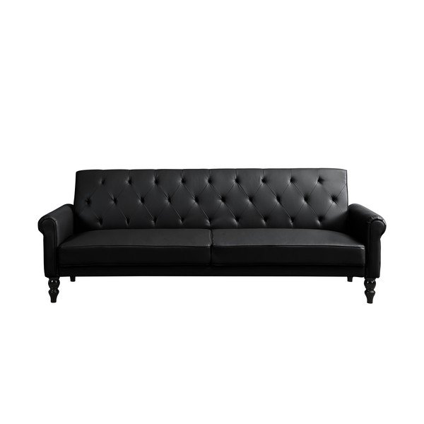 Divano nero reclinabile/allungabile con rivestimento in finta pelle 222 cm Tyne – Støraa