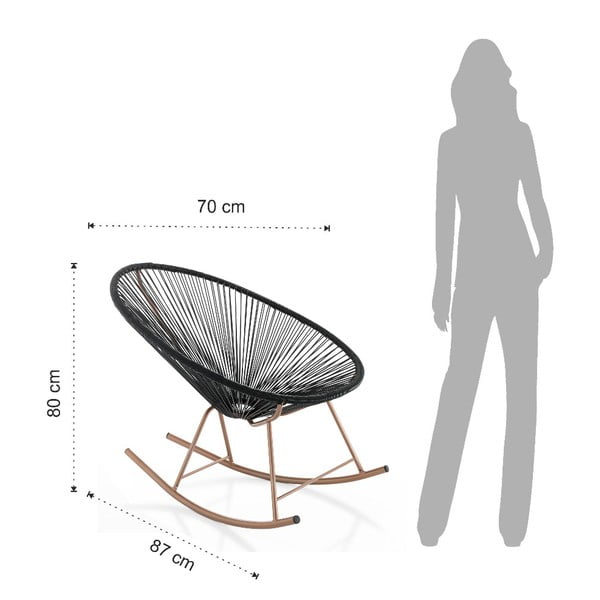 Sedia a dondolo nera adatta all'esterno Numana - Tomasucci-image-3