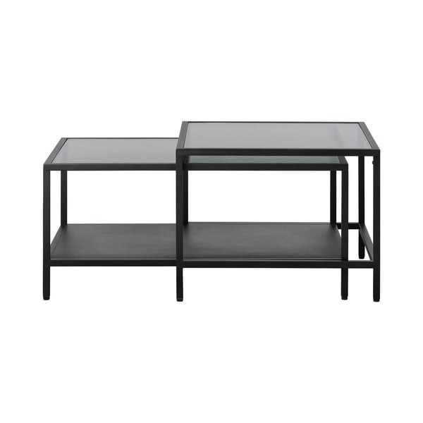 Tavolini in vetro nero in set di 2 pezzi 60x60 cm Bronco - Unique Furniture