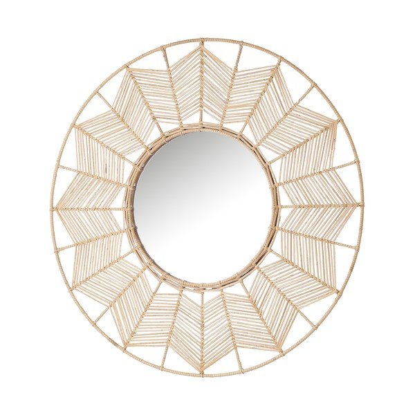 Specchio da parete con cornice in rattan ø 55 cm - Casa Selección