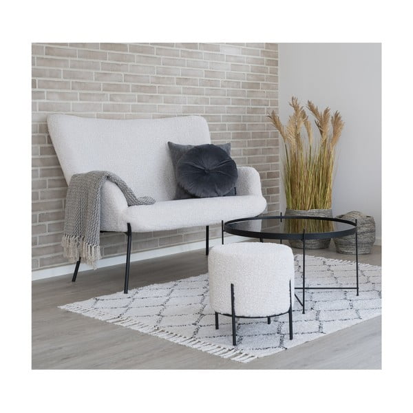 Divano bouclé bianco 128 cm Glasgow - House Nordic-image-1