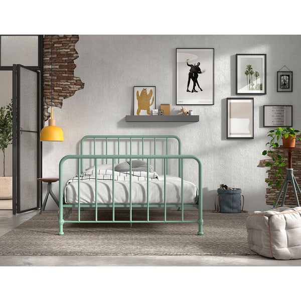 Letto singolo in metallo verde con griglia 140x200 cm BRONXX - Vipack-image-3