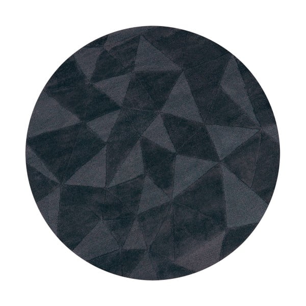 Tappeto rotondo color antracite in lana tessuto a mano ø 160 cm Shard Charcoal – Flair Rugs