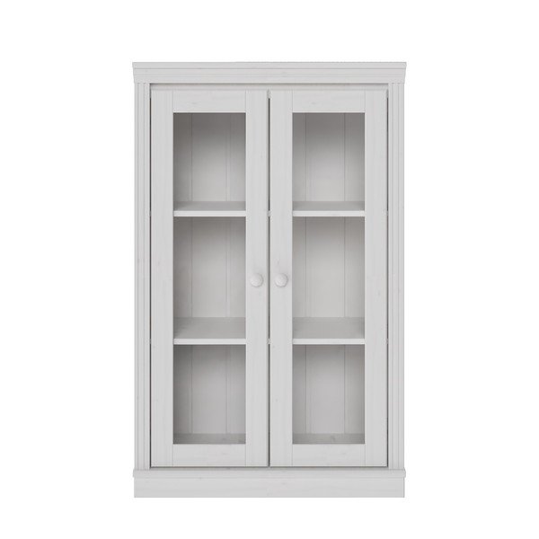 Vetrina bianca in pino massiccio 74x118x35 cm Anita – Støraa