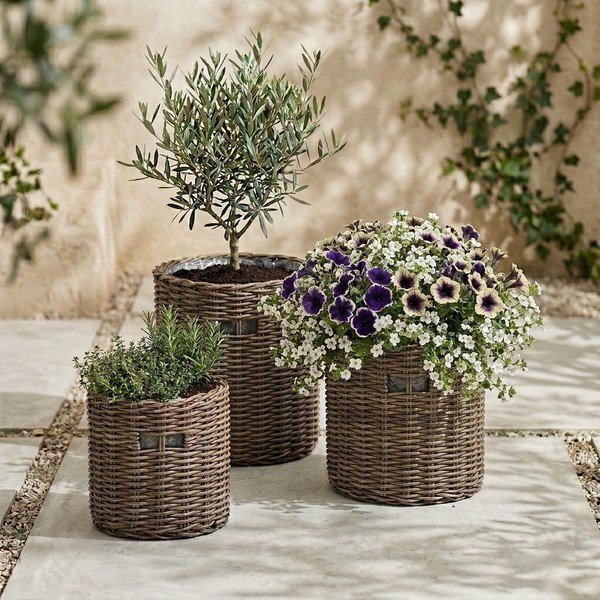 Coprivaso in set di 3 pezzi in rattan artificiale ø 42 cm - Bonami Essentials-image-1