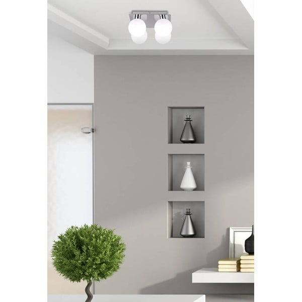 Lampada da soffitto in argento con paralume in vetro 25x25 cm Oden - Candellux Lighting-image-3