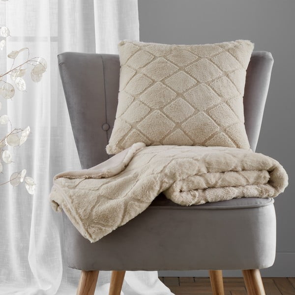 Coperta beige in micropile 130x170 cm Cosy Diamond – Catherine Lansfield-image-3