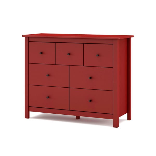 Cassettiera bassa rossa in legno di pino 110x80 cm Misti - Marckeric-image-4