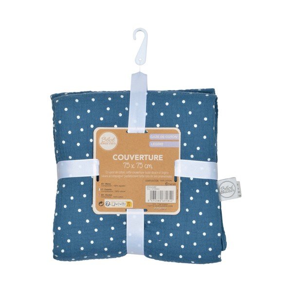 Coperta per neonati in mussola blu 75x75 cm - Bébé Douceur-image-3