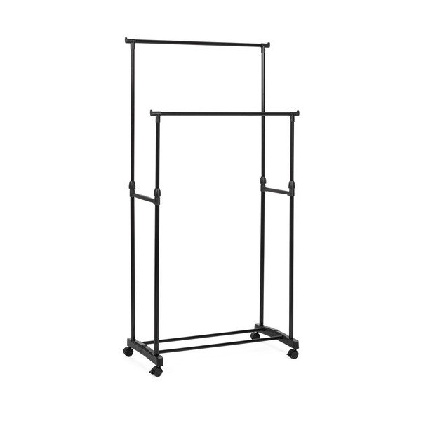 Stand appendiabiti nero in metallo su ruote 80x160x42 cm Roald – Yes Everyday