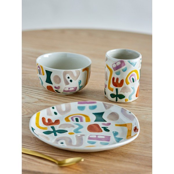 Set da pranzo per bambini in gres 3 pz Filur – Bloomingville Mini-image-1