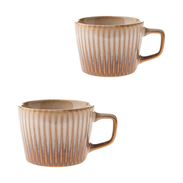 Tazze in set per cappuccino beige in gres 2 pz 190 ml Tone – Dakls
