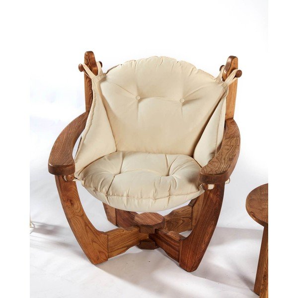 Sedia da giardino in legno color crema-naturale Relax - Floriane Garden-image-2