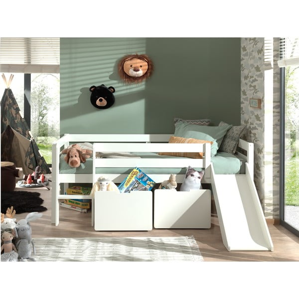 Letto rialzato per bambini bianco con scivolo , 90 x 200 cm Pino - Vipack-image-3