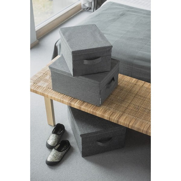 Scatola con coperchio grigia in tessuto 35x26x19 cm Soft Storage – Bigso-image-3