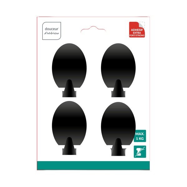 Set di ganci senza foratura color nero opaco in metallo 4 pz Fixeo – douceur d'intérieur-image-1