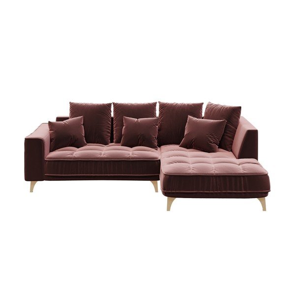 Divano angolare Devichy in velluto rosa scuro, angolo destro, 256 cm Chloe - devichy