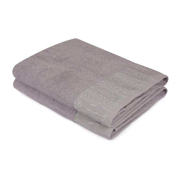Set di 2 asciugamani in cotone grigio Ressmo, 90 x 150 cm - Soft Kiss