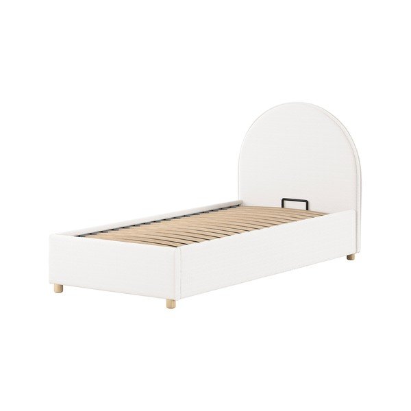 Letto singolo imbottito bianco con contenitore con rete inclusa 90x200 cm Moon – Vipack-image-4
