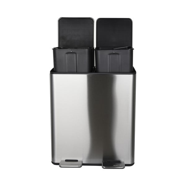 Cestino per la spazzatura color argento opaco in acciaio per raccolta differenziata/con pedale 2x20 l   Aliya – Spirella-image-4