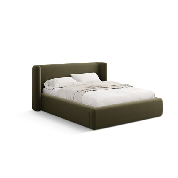 Letto matrimoniale imbottito verde con contenitore con rete inclusa 200x200 cm Jason – Windsor & Co Sofas