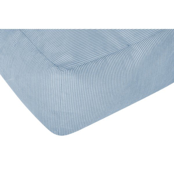 Poggiapiedi azzurro con rivestimento in velluto a coste Keno – noo.ma-image-3
