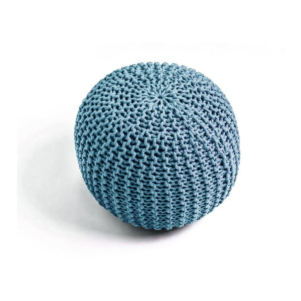 Poggiapiedi turchese con rivestimento in lavorato a maglia Jagger – Bonami Essentials-image-1