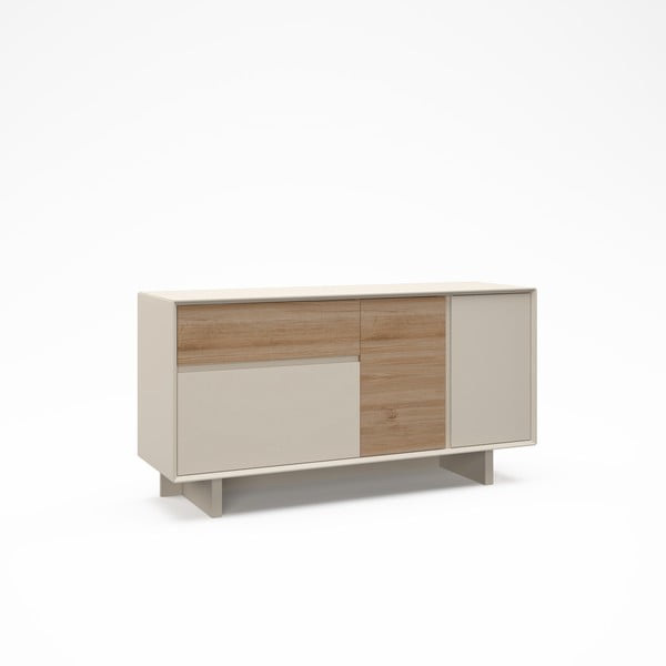 Cassettiera beige/di colore naturale con effetto rovere 146x76x45 cm Carpi – Marckeric-image-2