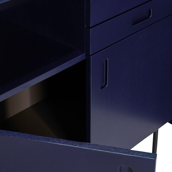 Cassettiera alta in legno di frassino blu scuro e grigio 90x109 cm Study - Hübsch-image-2