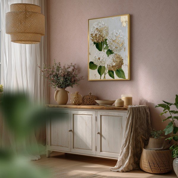 Dipinto stampato con cornice inclusa 60x90 cm Hydrangea – Styler-image-2