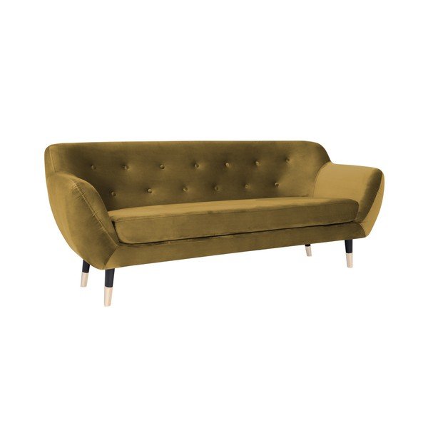 Divano giallo senape con gambe nere Amelie, 188 cm - Mazzini Sofas-image-2