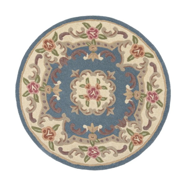 Tappeto rotondo in lana blu ø 120 cm Aubusson - Flair Rugs